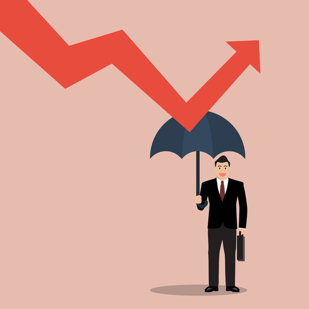 üzletember gazdaság esernyő védelme grafikon le - Vektor, kép