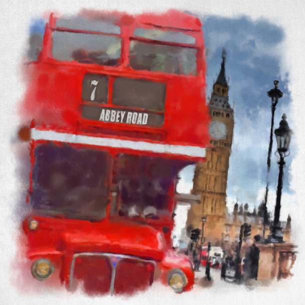 Londen in aquarel stijl - Foto, afbeelding