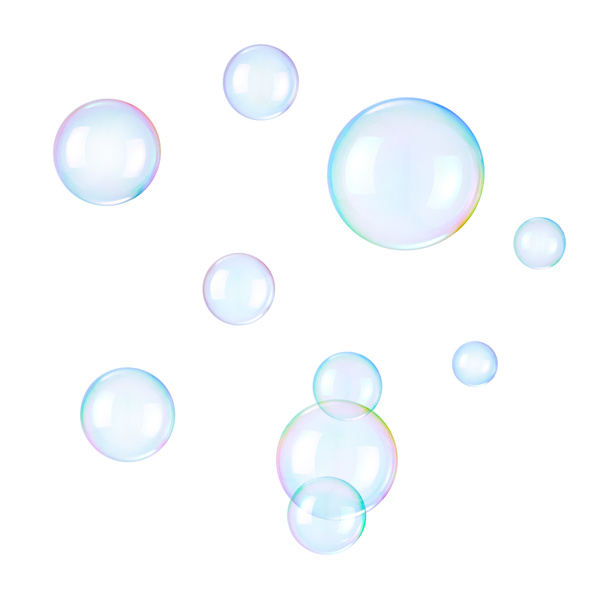 Burbujas de jabón sobre fondo blanco - Foto, Imagen