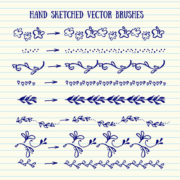 Vector hand sketched brushes. - Vektör, Görsel