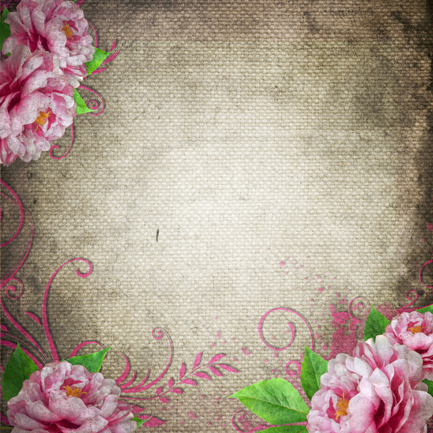 Retro background in vintage style with roses - Zdjęcie, obraz