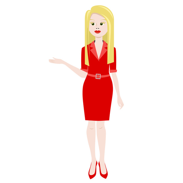 blonde woman in red - Vector, afbeelding