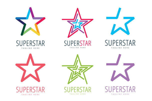 Star vector logo icon template set. Leader, boss, winner, rank or ranking - Vector, afbeelding