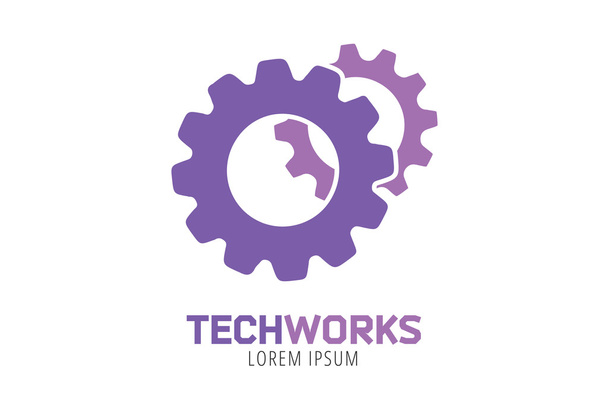 Zahnradvektor-Logo-Icon-Vorlage. Maschine, Fortschritt, Teamwork - Vektor, Bild
