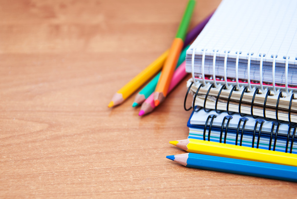 pencils and notebooks - Foto, Bild