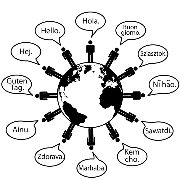 Earth Translate Idiomas dicen Hola
 - Vector, imagen