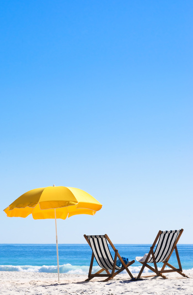 Beach chairs on sand - Foto, Imagem