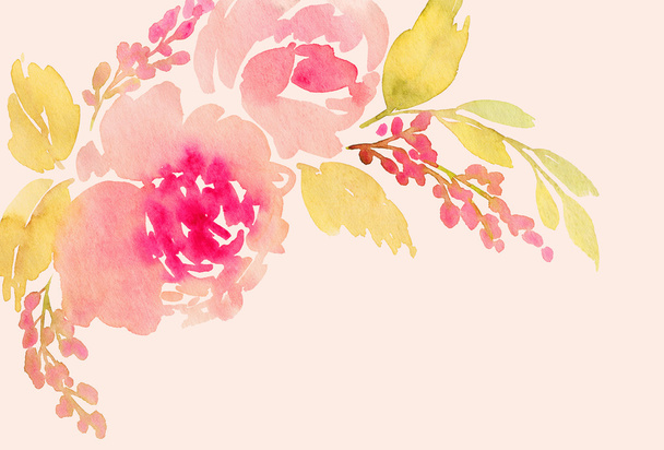 Greeting card. Watercolor flowers background - Φωτογραφία, εικόνα