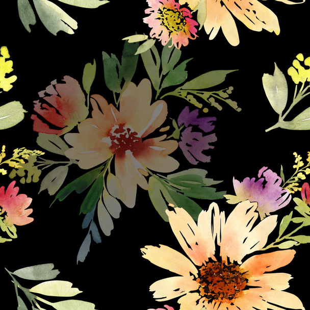 Sunflowers seamless pattern. Watercolor. Summer. - Foto, imagen