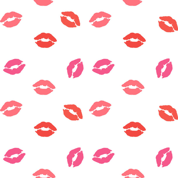 red lipstick kiss pattern - Vektör, Görsel
