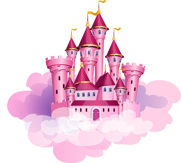 Διάνυσμα ροζ πριγκίπισσα μαγικό κάστρο. - Διάνυσμα, εικόνα