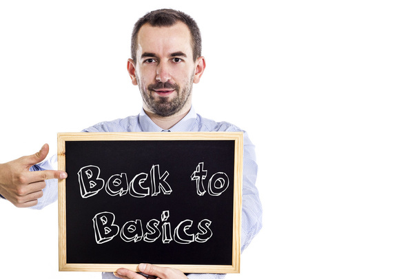Back to Basics - Giovane uomo d'affari con lavagna
 - Foto, immagini