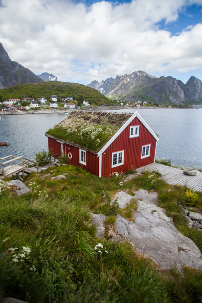 Hagyományos házak Lofoten, Norvégia - Fotó, kép