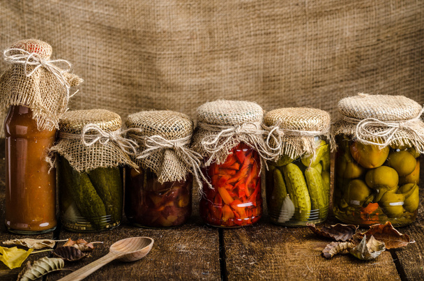 Cooked vegetables, pickles, homemade ketchup - Foto, immagini