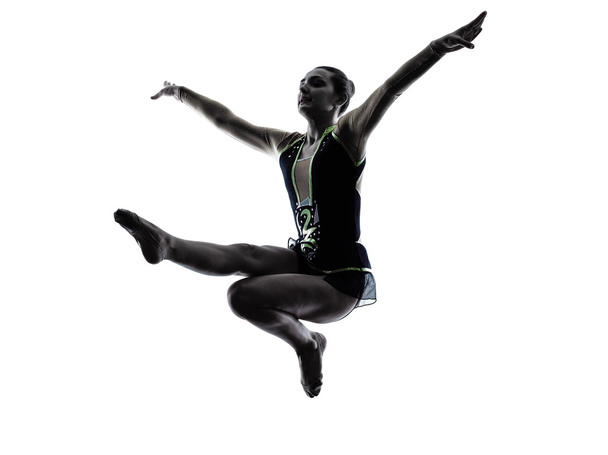 Rhythmic Gymnastics teeenager girl woman silhouette - Fotografie, Obrázek