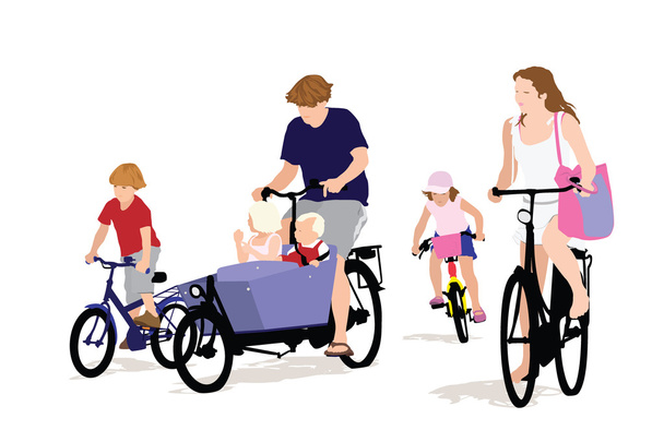 Voyage à vélo en famille
 - Vecteur, image