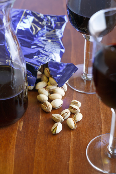 Red Wine and Pistachios - Photo, Image