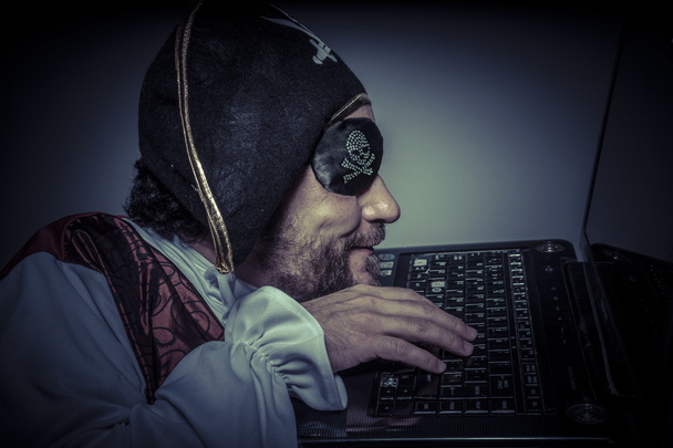 computer security with hacker pirate - Φωτογραφία, εικόνα