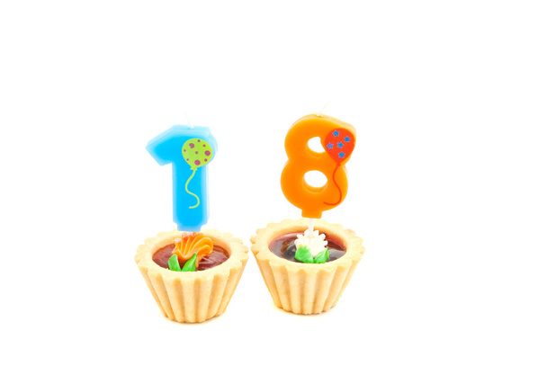 cakes with eighteen years birthday candles - Фото, зображення