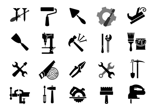 Electric and manual tools black icons - ベクター画像