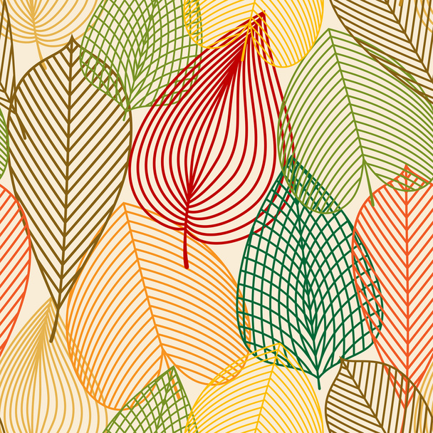Colorful autumn leaves seamless pattern - Vector, Image