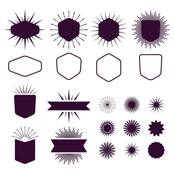 Borgonha conjunto de elementos de design vazio e silhueta no fundo branco
 - Vetor, Imagem