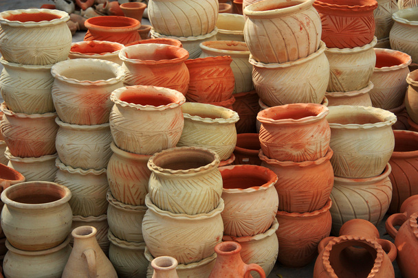 Pots in the window of a potter's workshop - Photo, Image