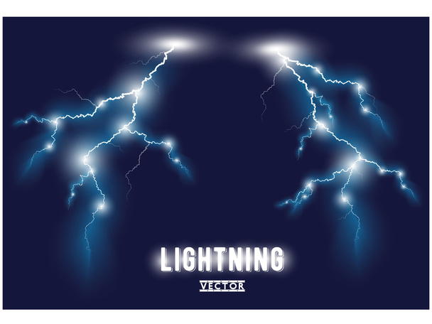 Vector blue oblique branchy lightning lines. Vector illustration. - Vector, Image
