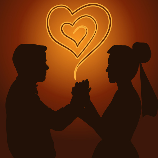 Silhouette of a married couple - Vector, Image