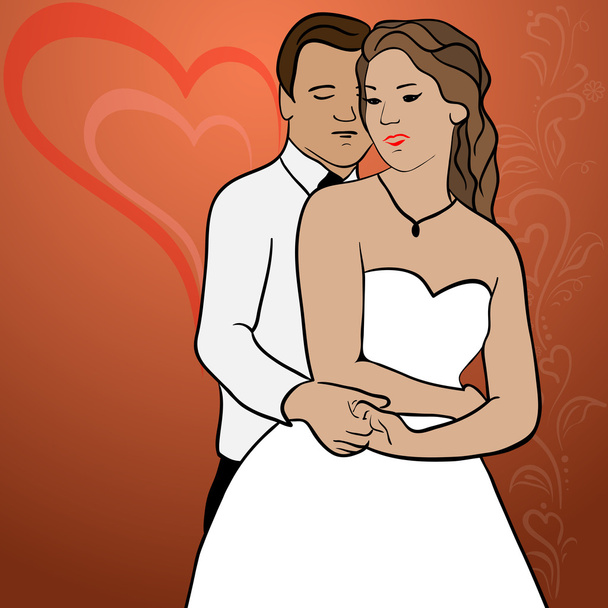 Yeni evliler kucaklamak - Vektör, Görsel