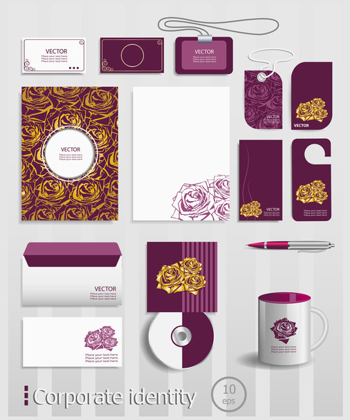Business cards collection with red roses concept design.  - Vektori, kuva