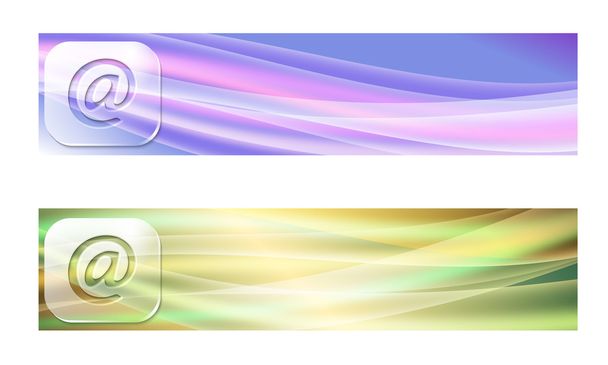 Set of two banners with waves and transparent email symbol - Vector, Imagen