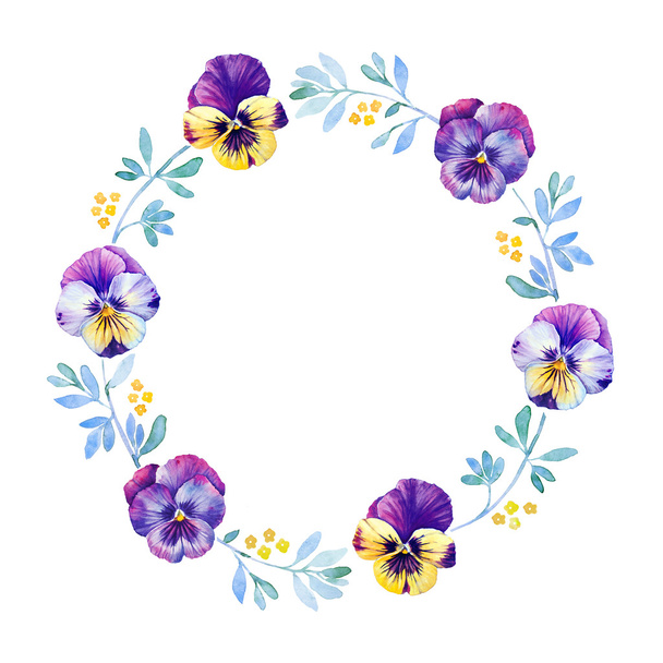 Beautiful flower watercolor wreath - Фото, зображення