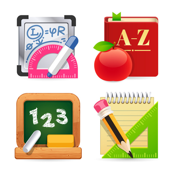 Set of School Equipment Icons - Vector, Image