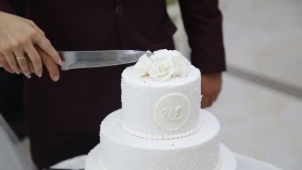 řezání svatební dort - Záběry, video