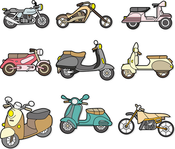 doodle motorcycle element set - Wektor, obraz