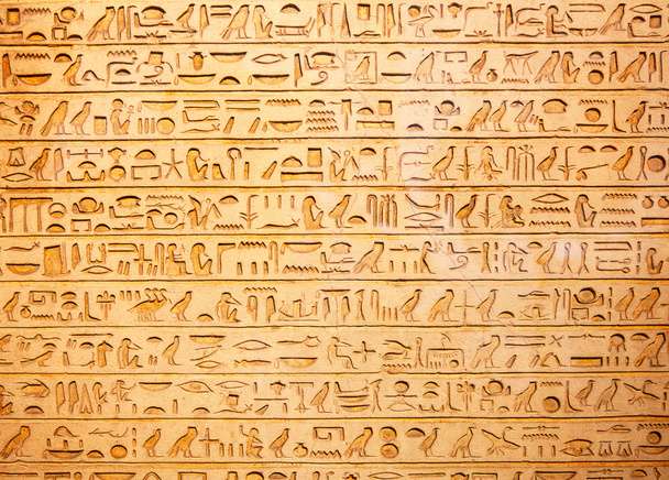 Egyptian hieroglyphs on the wall - Fotoğraf, Görsel