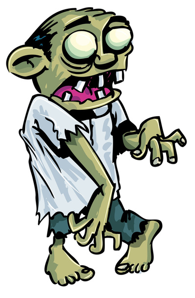 Cartoon zombie with exposed brain. - Vector, Image