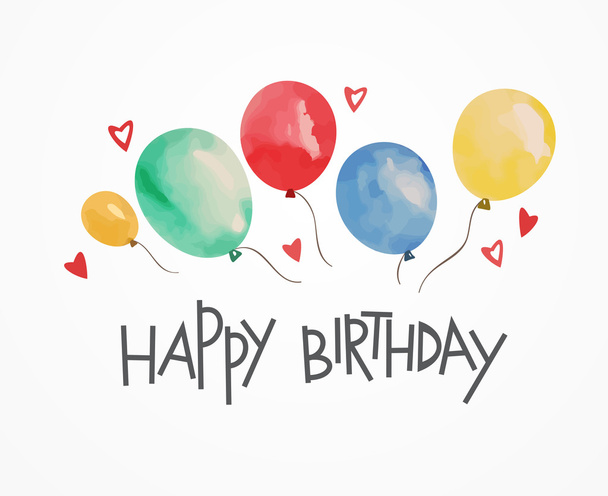 Birthday card with balloons - Vector, imagen