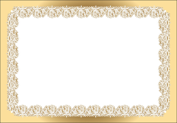 vintage rectangular frame white gold - Vektor, Bild