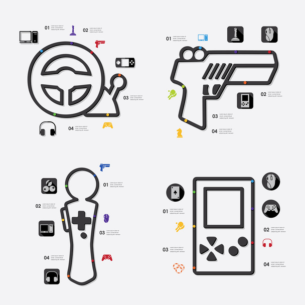 Játék infographic ikonok - Vektor, kép