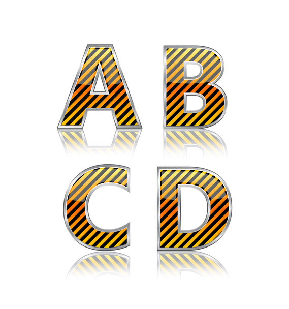 Striped black orange glass letters - Вектор, зображення
