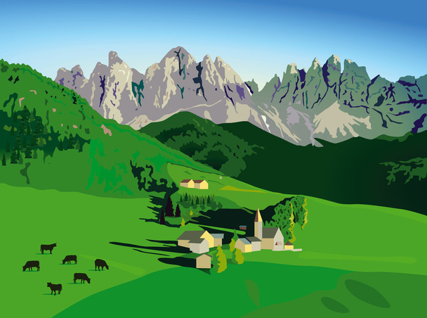 Mountains with alpine meadow - Vector, Image