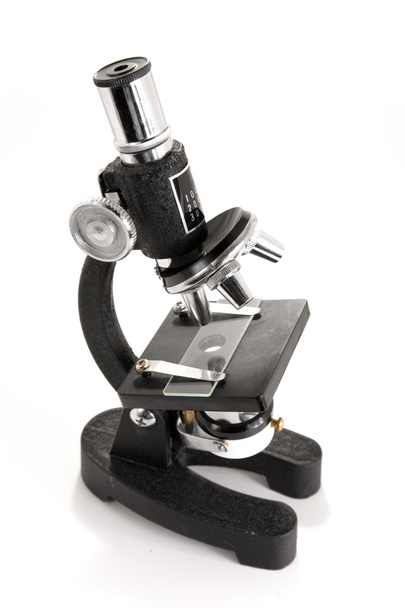 Microscopio negro aislado sobre fondo blanco
 - Foto, Imagen