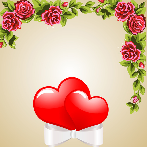 Flowers and hearts - Вектор,изображение
