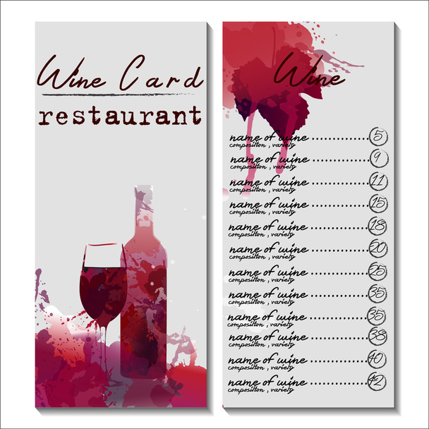 Restaurant wijn kaart met aquarel splash - Vector, afbeelding