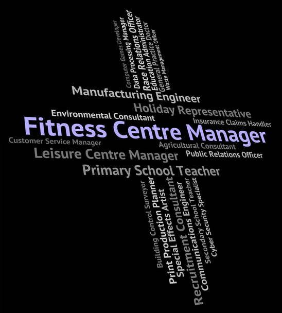 Kierownik centrum fitness wskazuje, aktywności fizycznej i Administr - Zdjęcie, obraz
