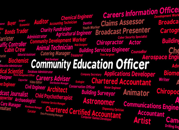Community Education Officer Means Team Work And Recruitment - Foto, afbeelding