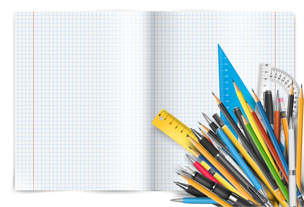 Notepad and pens - Vector, imagen