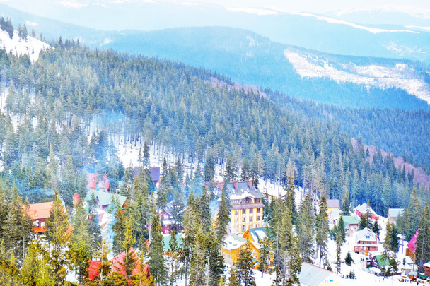 Carpathian Mountains in wintertime with sunlight - Фото, зображення